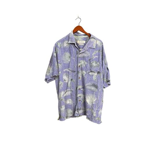 Tommy Bahama Shirt Mens 2XL Blue Palm Tree Leaf Original Fit 100% Silk Hawaiian - Picture 1 of 7